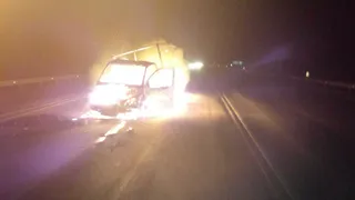 ЧП в Ряжском районе - на трассе сгорела Газель