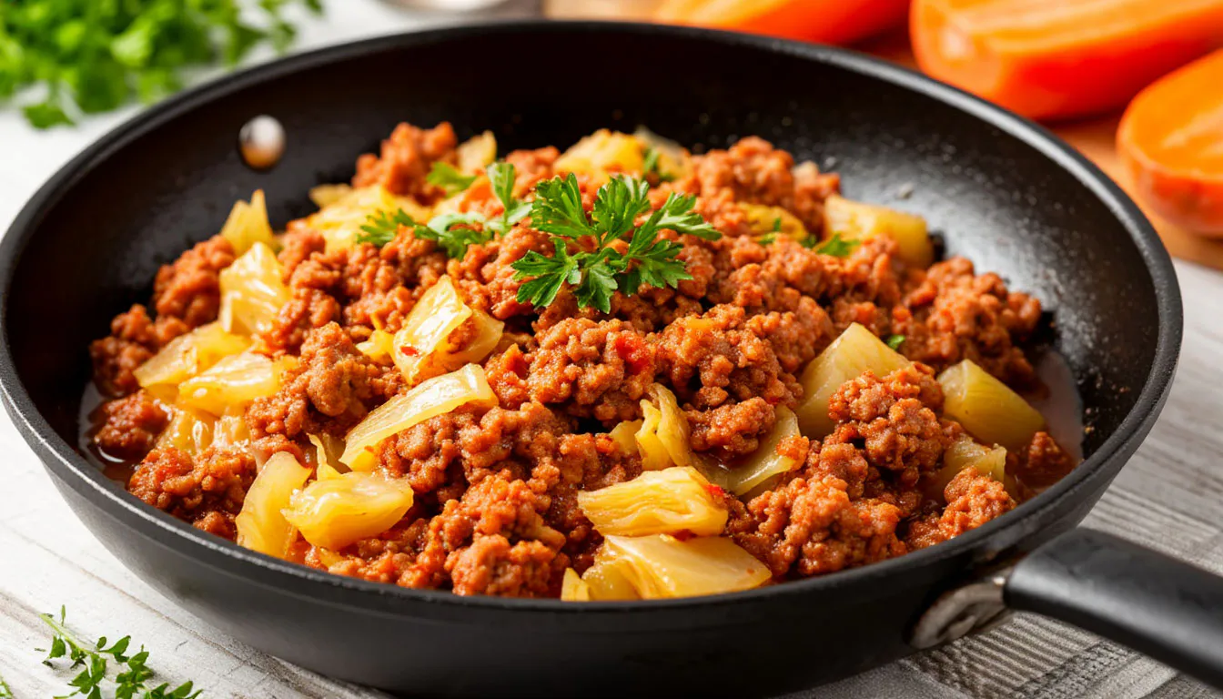 Обалденно вкусно и просто на одной сковороде: любимый рецепт из фарша и капусты - очень сытный и быстрый ужин