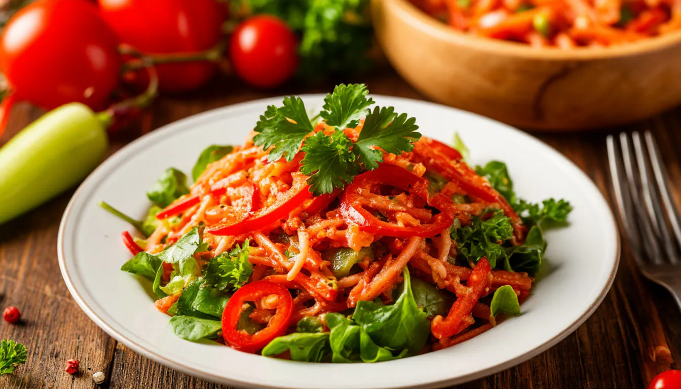 Теперь готовлю пикантный салат "Летняя карусель" — вкуснее не придумать: домашние лопают в охотку
