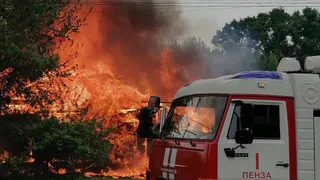 В Рязанской области сгорел грузовик 