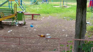 Жители Рязани возмущены наличием мусора на детской площадке