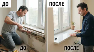 Пластиковый подоконник больше не ставлю: материал под мрамор полностью меняет вид окна 