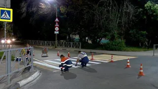 В Рязани по ночам проводят работы по нанесению дорожной разметки