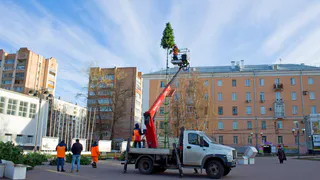 В центре Рязани начали устанавливать еще одну новогоднюю ель