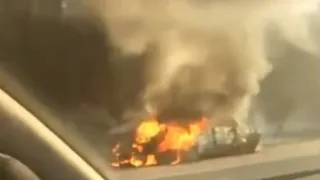 Видео. В Спасском районе загорелся автомобиль после ДТП