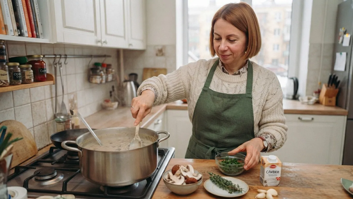 Бульон круче куриного: насыщенный суп с грибами и сливками для прохладного осеннего дня