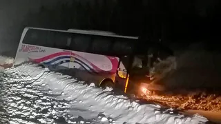 В Шацке рейсовый автобус «Саратов - Москва» вылетел в кювет