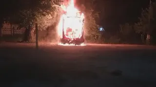 Ночью 8 июля на улице Братиславской в Рязани сгорел автомобильный прицеп